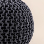 Pouf rond tricot gris 40x30cm pour salon | Hashtag Déco
