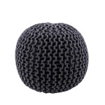Pouf rond tricot gris 40x30cm pour salon | Hashtag Déco