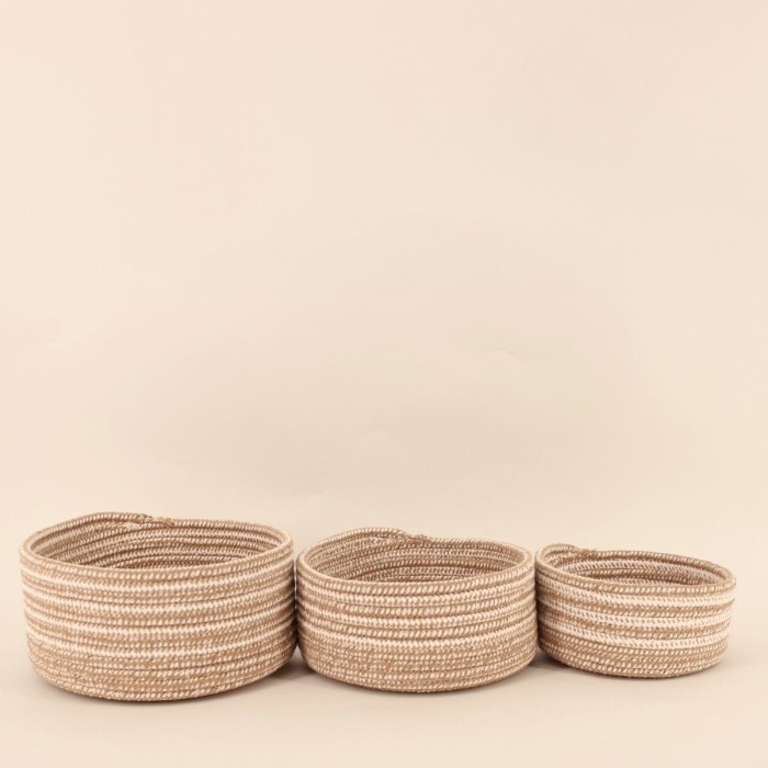 Lot de 3 paniers ronds en corde beige | Hashtag Déco