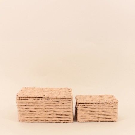 Lot de 2 boites en corde papier beige | Hashtag Déco