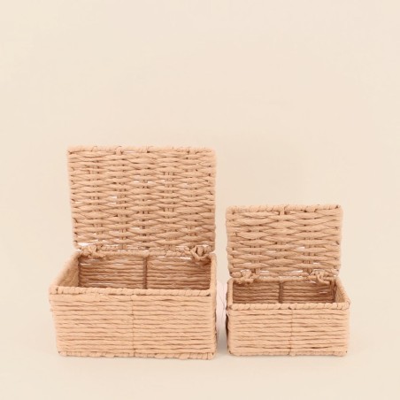 Lot de 2 boites en corde papier beige | Hashtag Déco