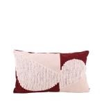 Coussin brodé géométrique bordeaux et beige | Hashtag Déco