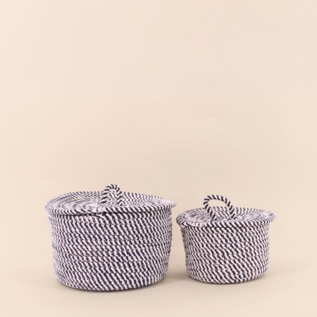 Panier rond corde coton noir et blanc | Hashtag Déco
