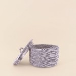Panier rond corde coton noir et blanc | Hashtag Déco