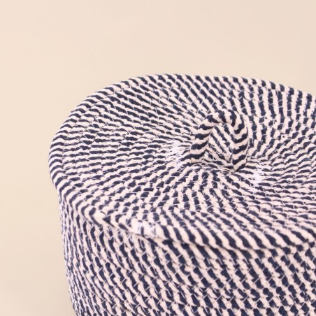 Panier rond corde coton noir et blanc | Hashtag Déco