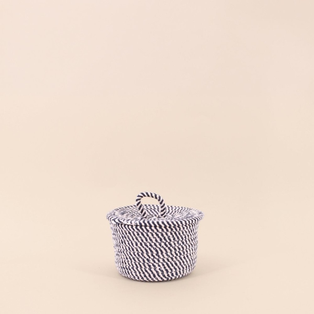 Panier en corde coton noir et blanc 13x20cm | Hashtag Déco