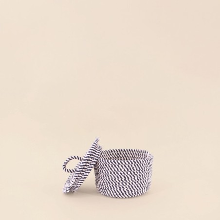 Panier en corde coton noir et blanc 13x20cm | Hashtag Déco