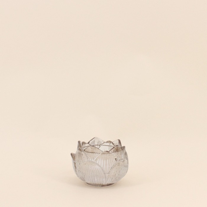 Photophore en verre transparent forme fleur 11cm | Hashtag Déco