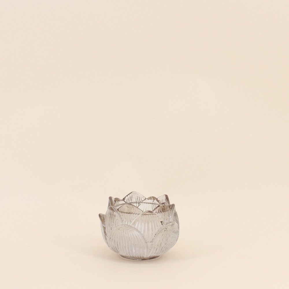 Photophore en verre transparent forme fleur 11cm | Hashtag Déco