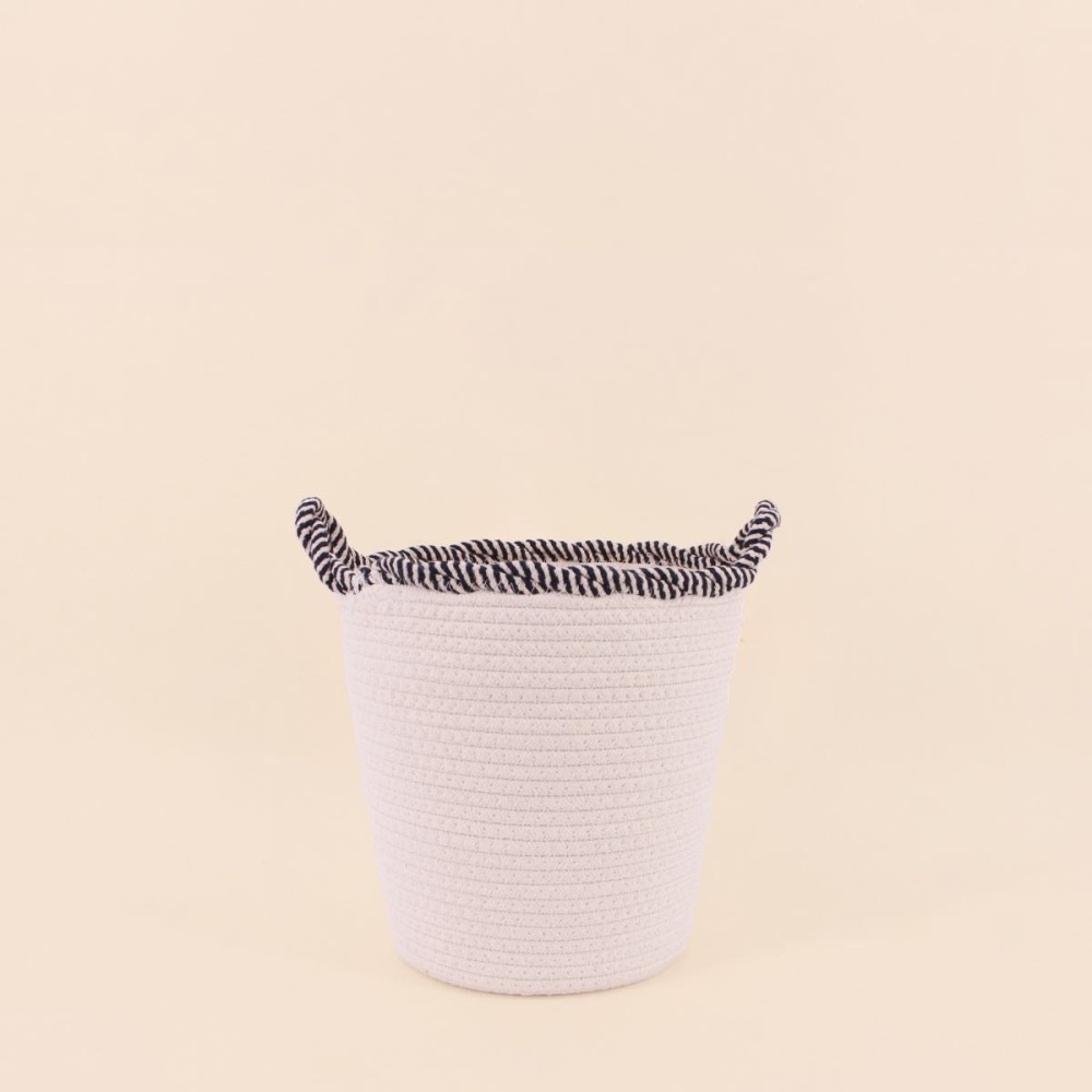 Panier rond corde coton blanc finition vague | Hashtag Déco