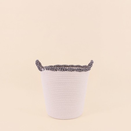 Panier rond corde coton blanc finition vague | Hashtag Déco