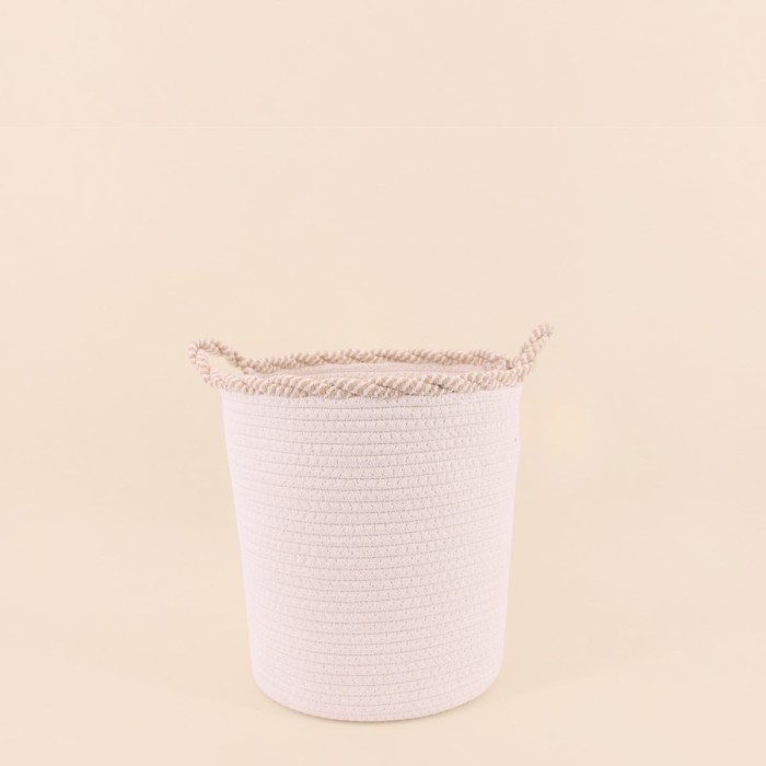 Panier rond coton beige 30x28cm finition vague | Hashtag Déco