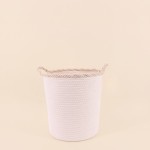 Panier rond coton beige 30x28cm finition vague | Hashtag Déco