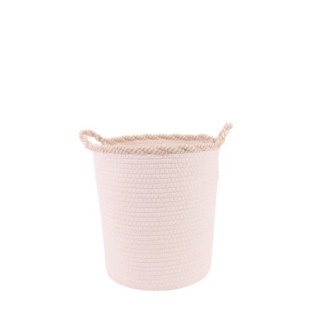 Panier rond coton beige 30x28cm finition vague | Hashtag Déco
