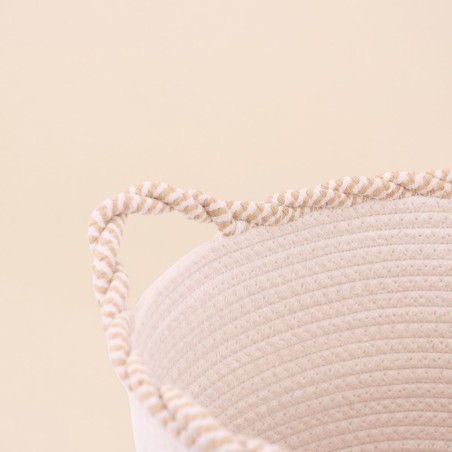 Panier rond coton beige 30x28cm finition vague | Hashtag Déco