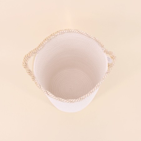 Panier rond coton beige 30x28cm finition vague | Hashtag Déco