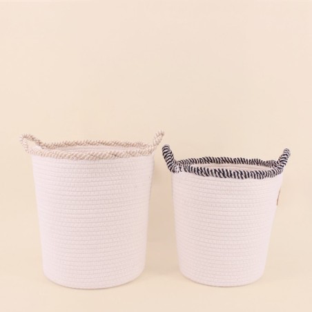 Panier rond coton beige 30x28cm finition vague | Hashtag Déco