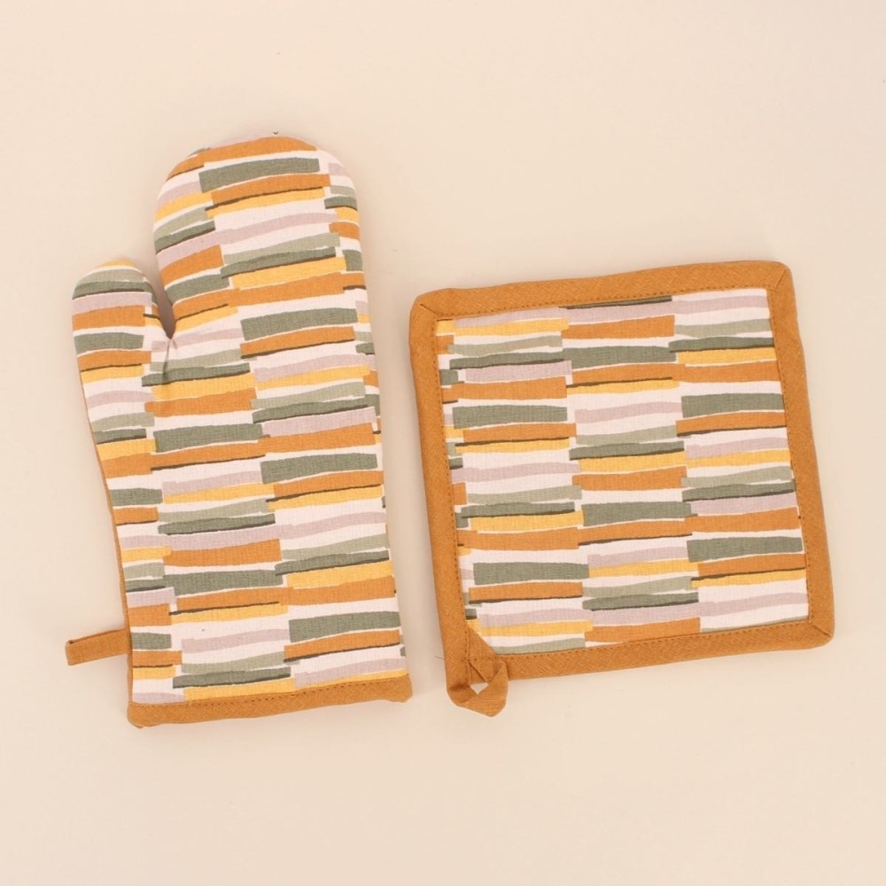 Set gant + manique coton jaune | Hashtag Déco