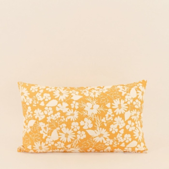 Coussin coton fleurs jaune 30x50 cm | Hashtag Déco