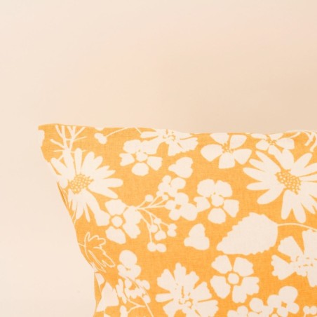 Coussin coton fleurs jaune 30x50 cm | Hashtag Déco