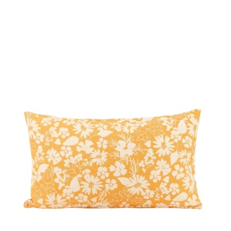 Coussin coton fleurs jaune 30x50 cm | Hashtag Déco