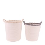Set de 2 paniers ronds en corde finition vague | Hashtag Déco