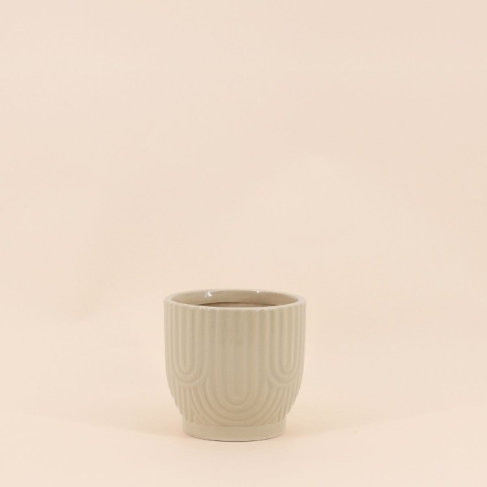 Cache-pot en céramique beige 13cm | Hashtag Déco