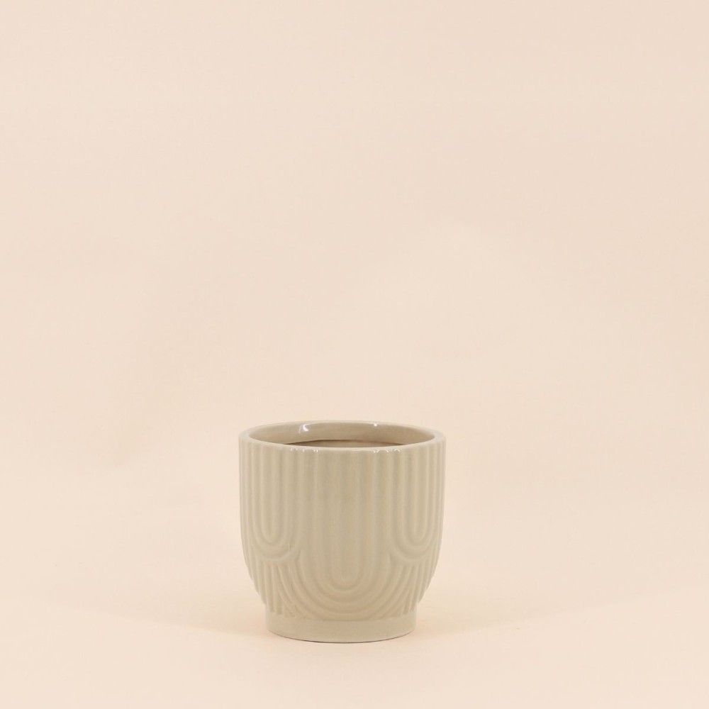 Cache-pot en céramique beige 13cm | Hashtag Déco