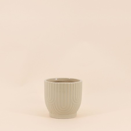 Cache-pot en céramique beige 13cm | Hashtag Déco