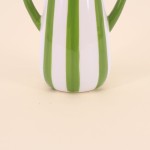 Vase céramique rayé blanc et vert 18cm | Hashtag Déco