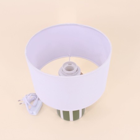Lampe en terre cuite vert et blanc | Hashtag Déco