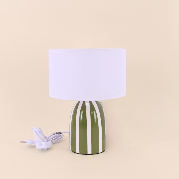 Lampe en terre cuite vert et blanc | Hashtag Déco