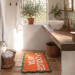 Tapis de bain coton orange vert 50x80cm | Hashtag Déco