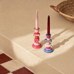 Bougeoir rouge en dolomite 20cm élégant | Hashtag Déco