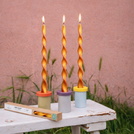 Bougie spirale orange rouge 40cm en RSPO | Hashtag Déco
