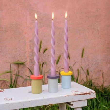 Bougie spirale parme 40cm en stéarine | Hashtag Déco