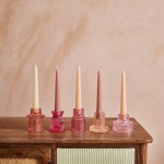 Set 5 bougeoirs verre rose élégants | Hashtag Déco