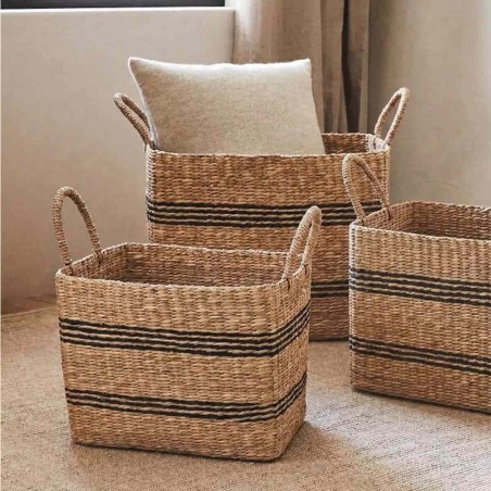 Panier en jonc de mer naturel avec poignées | Hashtag Déco