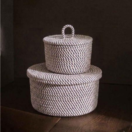 Panier en corde coton noir et blanc 13x20cm | Hashtag Déco