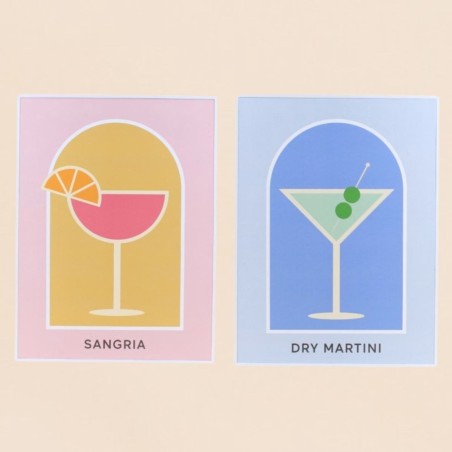Set de 2 toiles décoratives colorées cocktail 30x40cm| Hashtag Déco