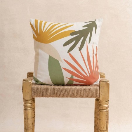 Coussin lin déperlant fleurs coloré 40x40cm | Hashtag Déco