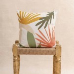 Coussin lin déperlant fleurs coloré 40x40cm | Hashtag Déco