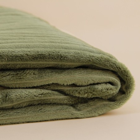 Plaid en velours kaki ultra doux 130x170cm | Hashtag Déco