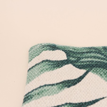 Tapis imprimé blanc et vert coton 80x50cm | Hashtag Déco