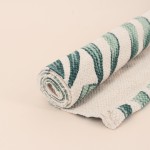 Tapis imprimé blanc et vert coton 80x50cm | Hashtag Déco