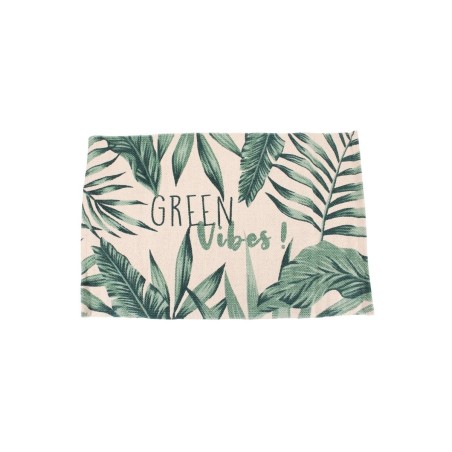 Tapis imprimé blanc et vert coton 80x50cm | Hashtag Déco