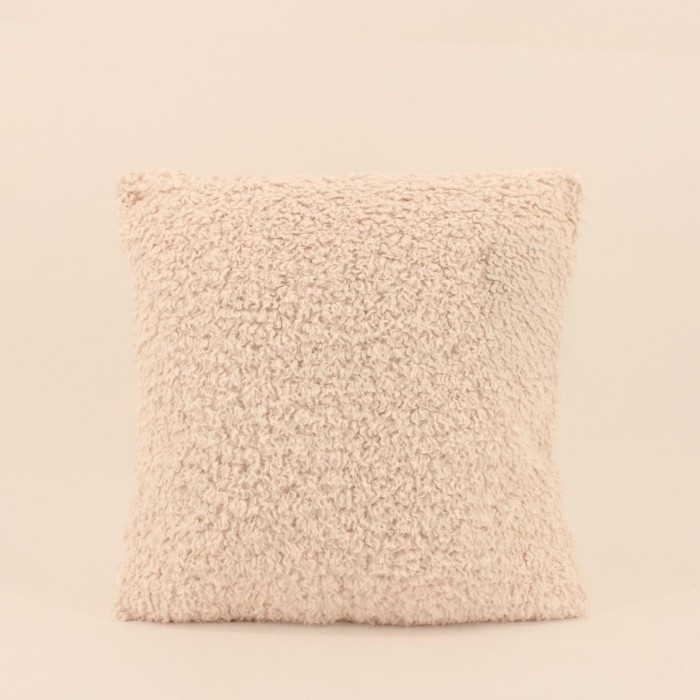Coussin bouclette marron 40x40cm | Hashtag Déco