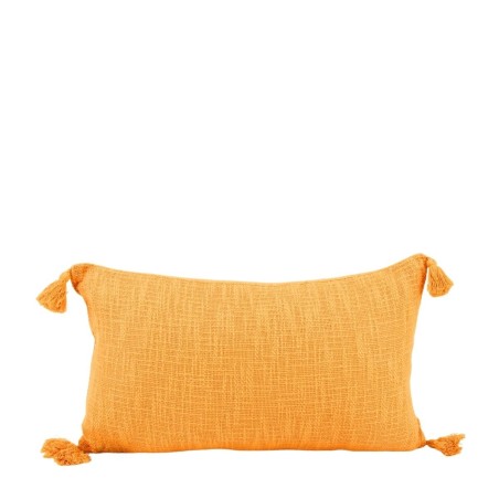 Coussin orange à pompons 30x50 cm coton | Hashtag Déco