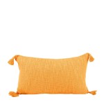 Coussin orange à pompons 30x50 cm coton | Hashtag Déco