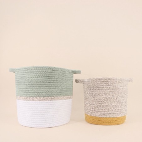 Lot de 2 paniers en corde colorés pour votre intérieur | Hashtag Déco
